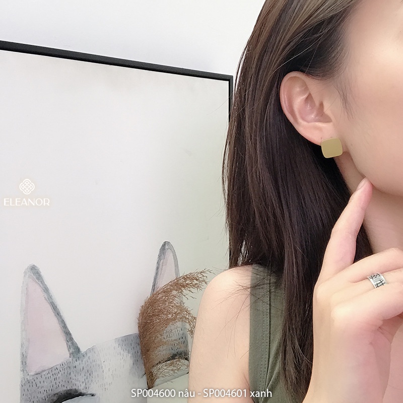 Bông tai nữ chuôi bạc 925 Eleanor Accessories hình vuông màu sắc trẻ trung phụ kiện trang sức Hàn Quốc dễ thương