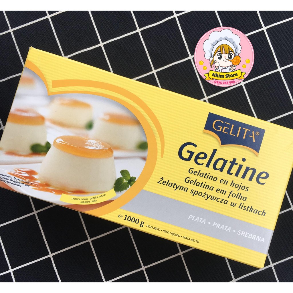 1 lá Gelatin hiệu Gelita Silver 2.5g - Gelatine Sheet (làm mousse, panna cotta, pudding, bánh, kẹo dẻo, thạch rau câu)