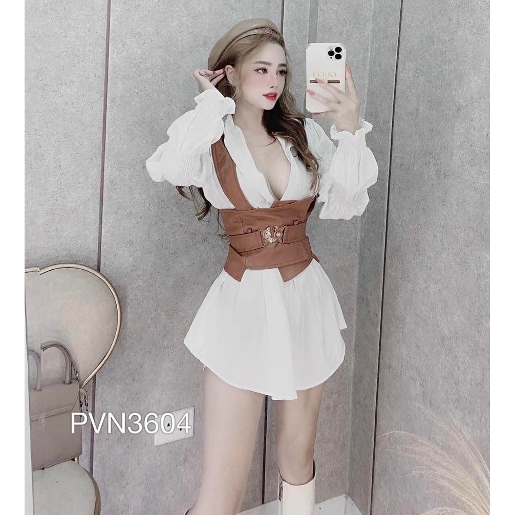 Đầm sơ mi thắt lưng