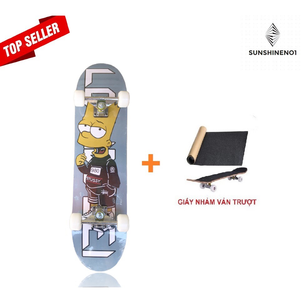 Ván trượt Skateboard Mặt nhám Simpson TẶNG KÈM Băng Đô Thể Thao - Siêu Bền