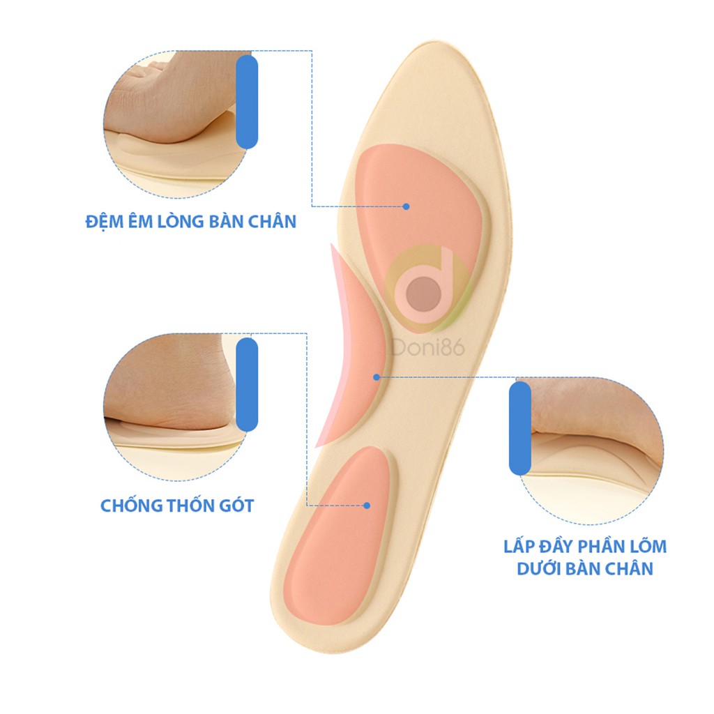 Lót giày cao gót mũi nhọn 4D có gờ chống sốc giảm mỏi gang bàn chân - Doni86 - DNPK65