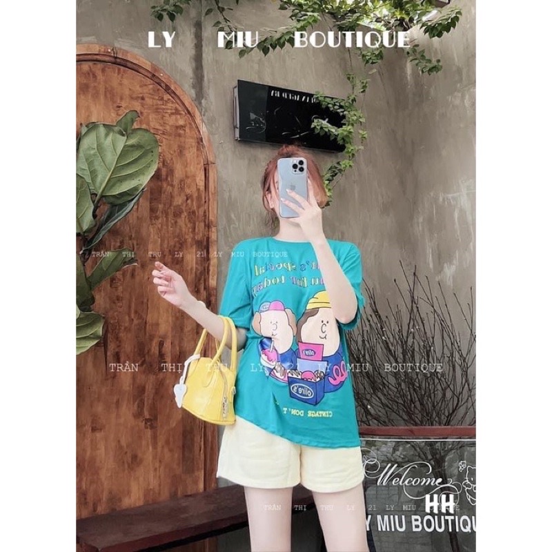 Set bộ đùi áo thun phom rộng phối quần short siêu xinh - usa fashion