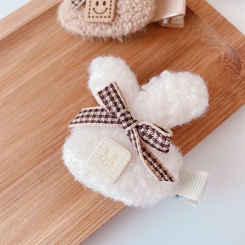 Kẹp Tóc Hình Thỏ Xinh Xắn, Lông Cừu Vintage Dành Cho Bé Gái MS10