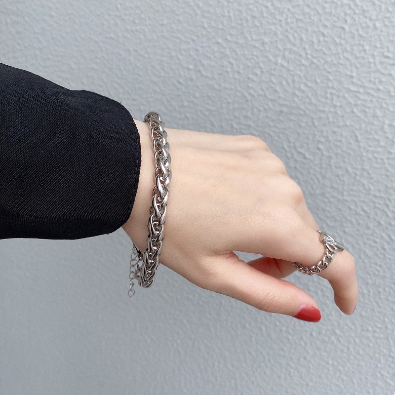 Vòng Tay Thép Titan Phong Cách hip hop Thời Trang Cá Tính Dành Cho Cặp Đôi