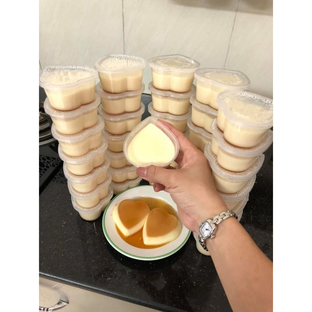 [Mã SRJULY1619 giảm 15K đơn 50K] 50 hủ bánh flan hình tim kèm nắp