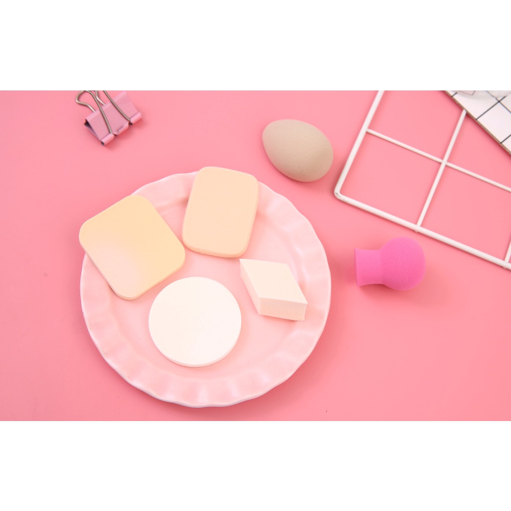 Mút trang điểm đánh kem nền, phấn má makeup bộ 6 món hình dạng và màu sắc ngẫu nhiên