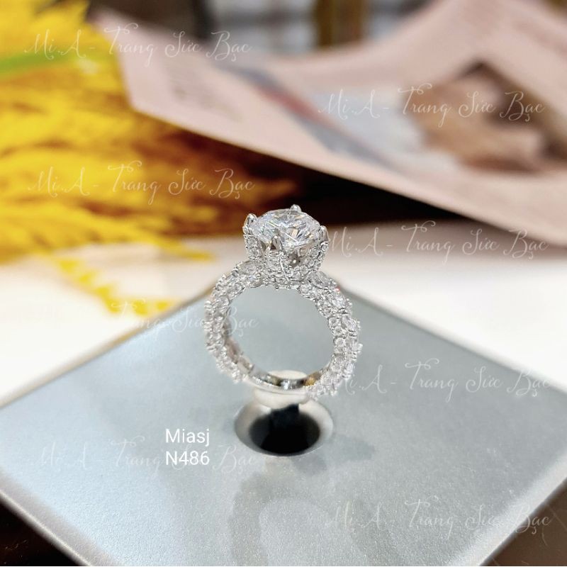 Nhẫn nữ Bạc Ý S925 đá CZ cao cấp Miễn phí xi Kim N486 | Mi.A Trang sức Bạc