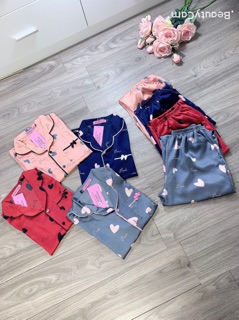 bán sỉ bộ pijama lụa tim mặc nhà