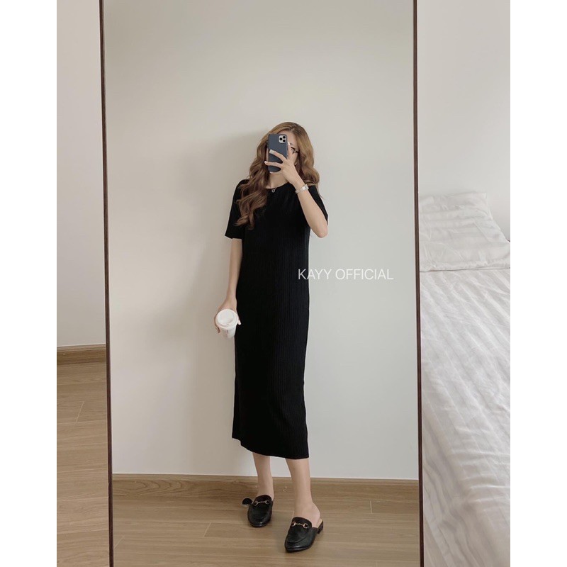 Váy len tăm suông cổ tròn tay lỡ | BigBuy360 - bigbuy360.vn