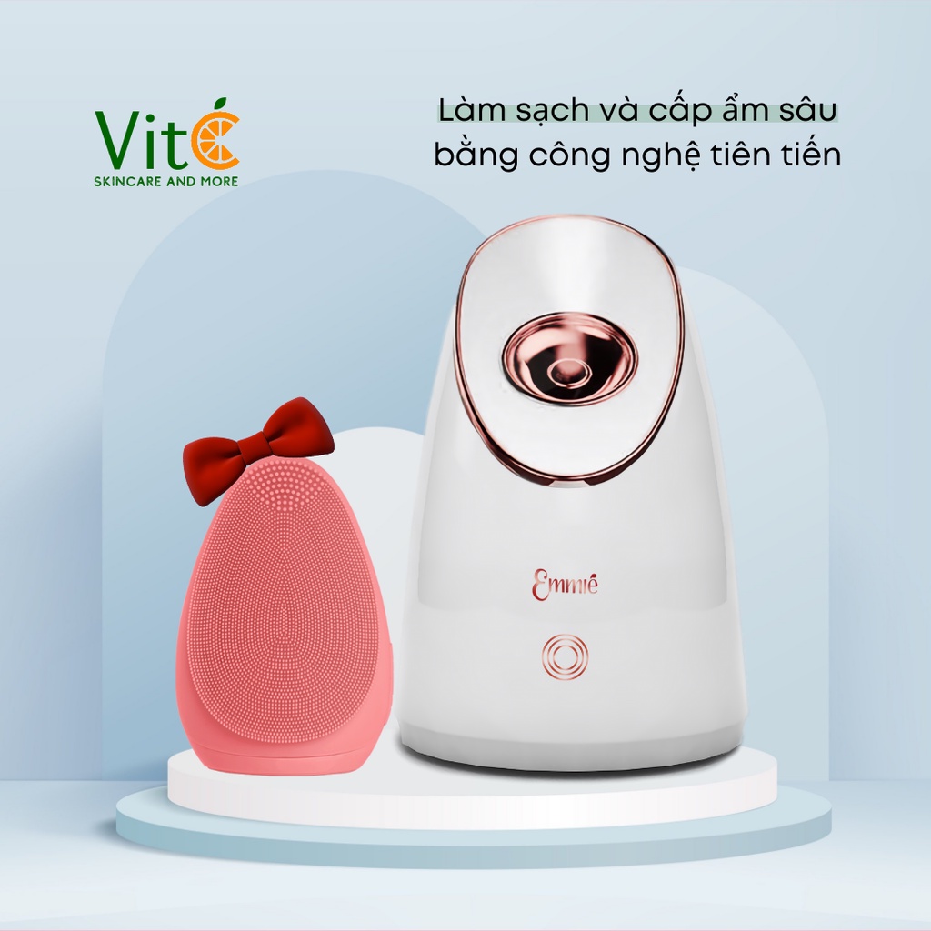Combo Máy Xông Mặt Emmie Nano Ionic Cấp Ẩm Sâu & Máy Rửa Mặt Emmie Premium