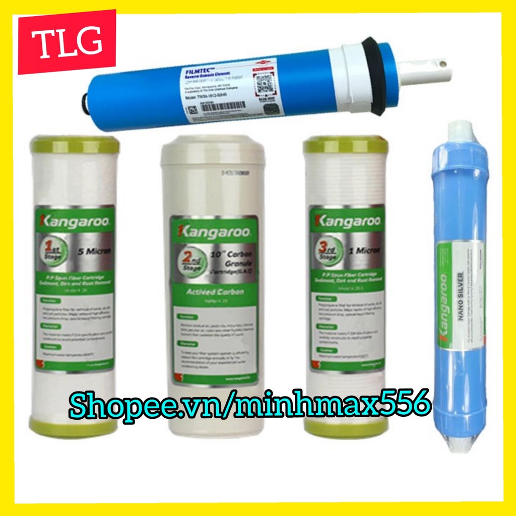 COMBO 5 LÕI LỌC NƯỚC KANGAROO SỐ 1-2-3-4-5 | SỬ DỤNG MÀNG DOW MỸ