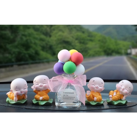 Set tiểu hoà thượng ngồi lá sen phối bình bóng trang trí taplo Ô Tô- Dũng An shop