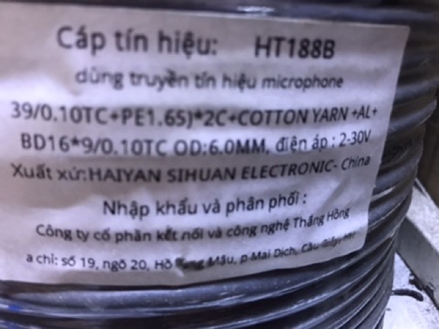 Dây tín hiệu âm thanh,micro lõi đồng tráng thiếc TH188