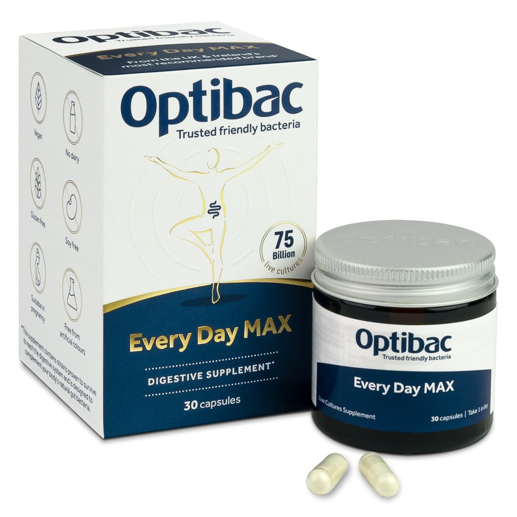Men vi sinh Optibac Probiotics Every Day MAX, bảo vệ đường ruột và tăng đề kháng loại mạnh với 75 tỷ lợi khuẩn, Hộp 30v