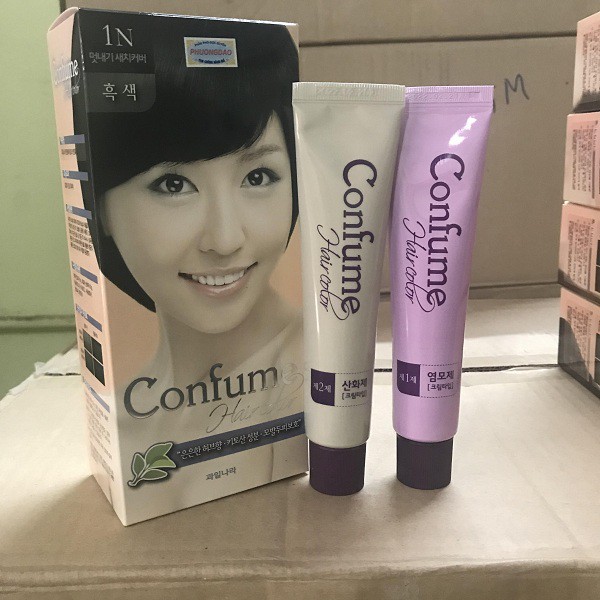 Nhuộm tóc phủ bạc thời trang màu đen (Hàn Quốc) Welcos confume hair color 1N 60 x 60g