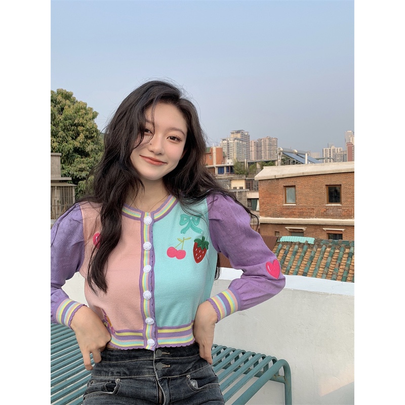 Cocory vn Áo khoác cardigan dệt kim tay dài thêu họa tiết thời trang Hàn Quốc cho nữ | BigBuy360 - bigbuy360.vn