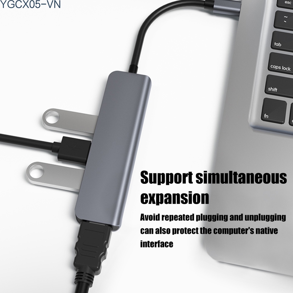 Bộ Chuyển Đổi Usb C Sang 4k Hdmi 4 Trong 1 Tốc Độ Cao 5gbps Usb 3.0 Hub Cho Laptop