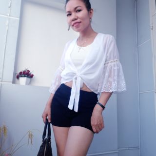 Áo Khoác Lửng Tay Phối Ren