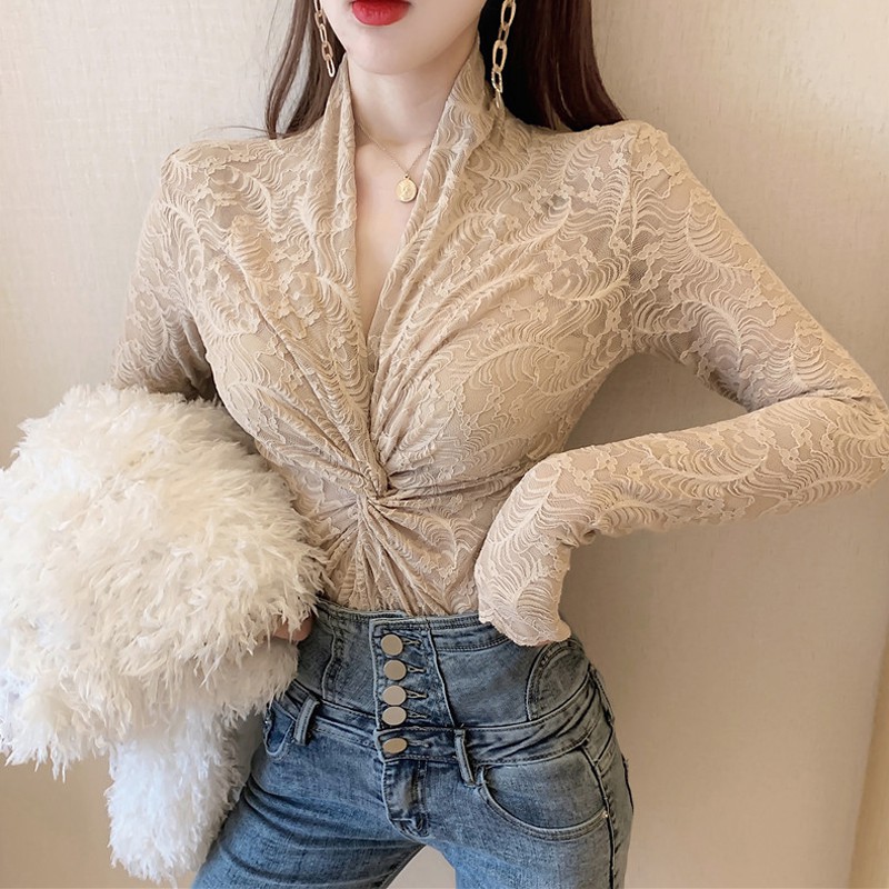 (ORDER) Áo kiểu nữ thun dài tay cổ V xoắn ngực eo ôm body sang chảnh Hàn Quốc 2020 (MẪU _MỚI_2020)