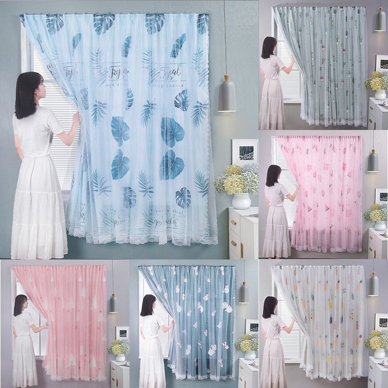 Bộ rèm treo cửa sổ kèm khóa dán và dây buộc trang trí phòng ngủ xinh xắn  Dễ Lắp Đặt Không Khoan Đục