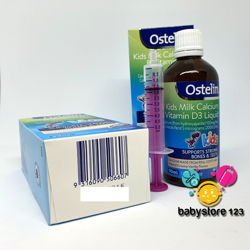 Canxi + vitamin D: Ostelin Kid milk Calcium &amp;Vitamin D3 Liquid - Úc
