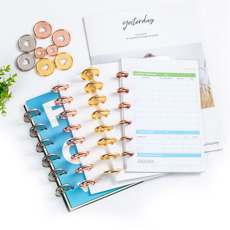 Set 20 Vòng Khóa Giấy Ghi Chú 35mm Bằng Nhựa Hình Trái Tim / Nấm / Lá Cây Xinh Xắn