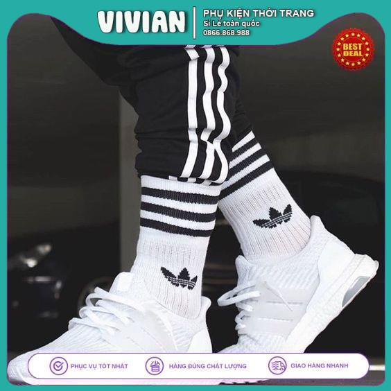 Tất Vớ ADIDAS siêu cao cổ 3 SỌC, sợi COTTON thấm hút mồ hôi, kháng khuẩn, khử mùi, độ dài 19cm, dành cho cả nam và nữ