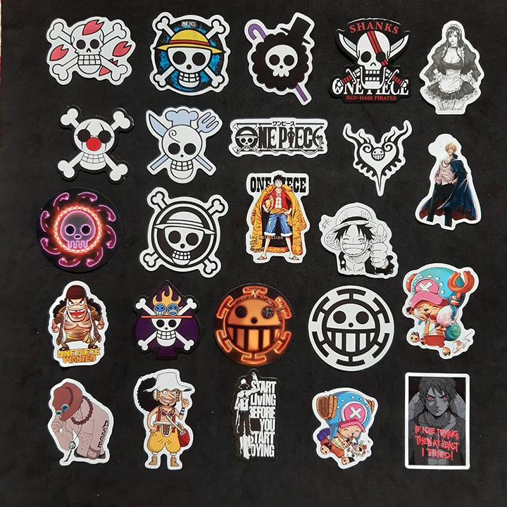 Bộ Sticker dán cao cấp chủ đề ĐẢO HẢI TẶC - Liên minh Luffy hải tặc mũ rơm - Dùng dán Xe, dán mũ bảo hiểm, dán Laptop...