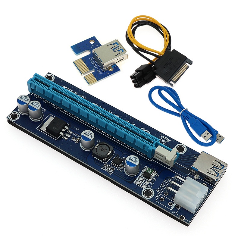 Dây Card Riser 009SPlus đỏ Có LED cổng USB vàng - pci-e 1x to 16x dây usb 3.0 có cổng đơn và cổng 3 - lắp VGA rời