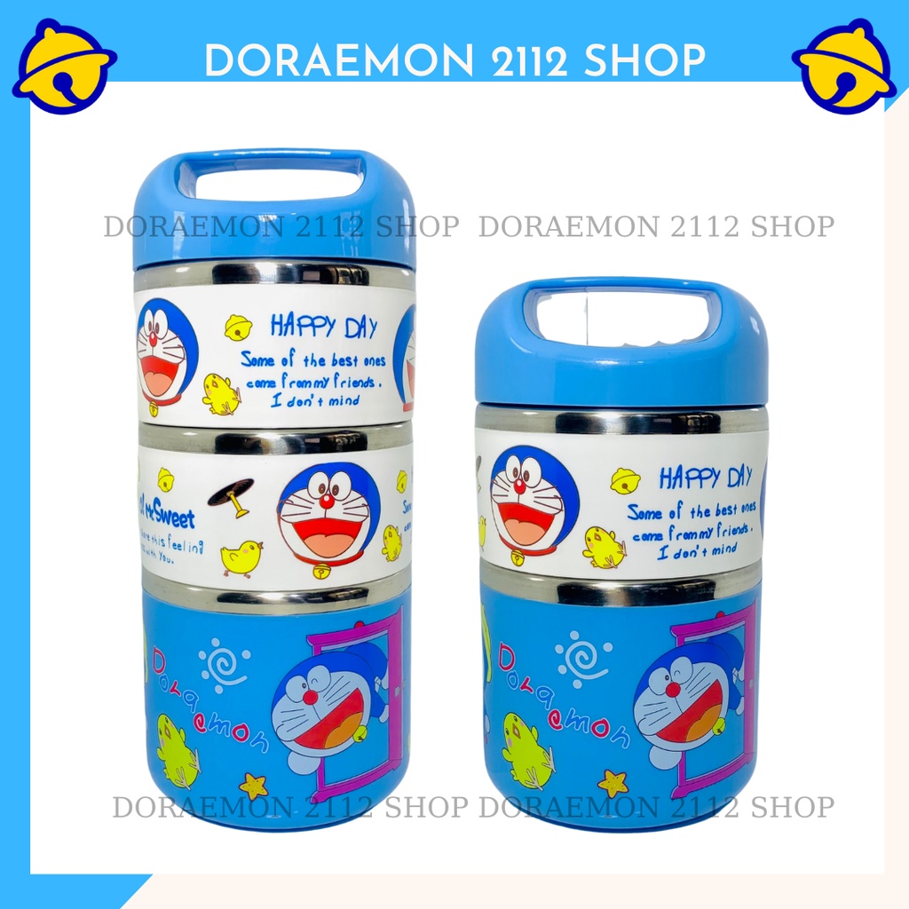 Lồng cơm - cà mên 3 tầng Doraemon có quai xách