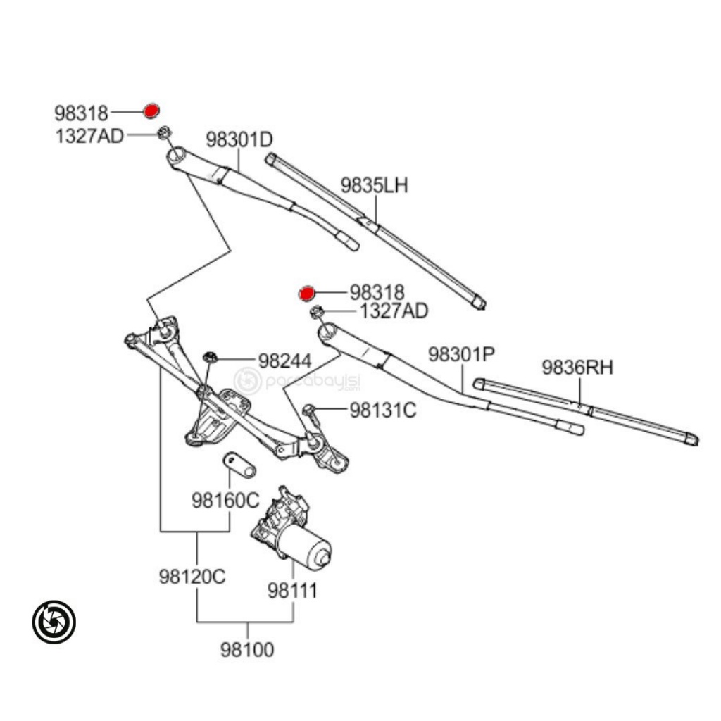 Nắp che ốc, nắp chụp chân, nắp đậy cần gạt mưa trước KIA FORTE, mã sản phẩm: 9838007000