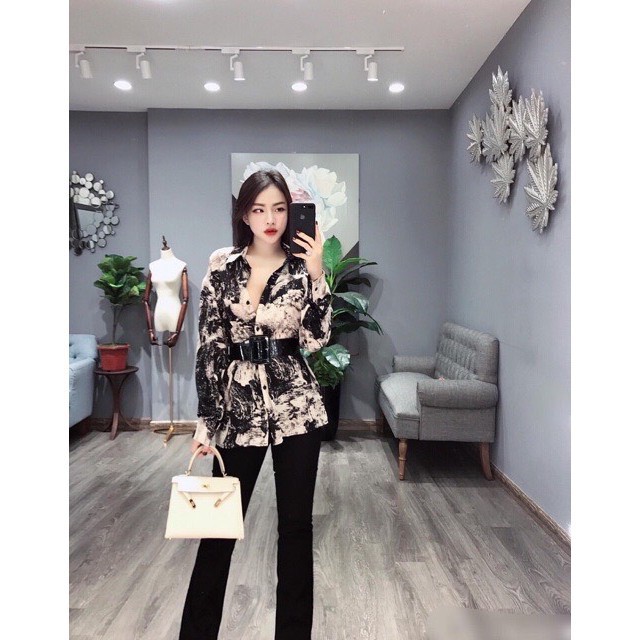 Áo Sơ Mi Loang Voan Lụa Satin Cao Cấp LN03