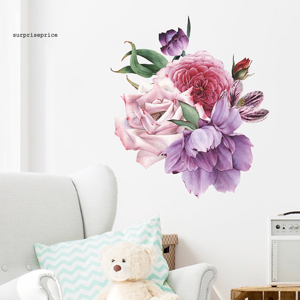 Sticker PVC Dán Tường Họa Tiết Hoa Mẫu Đơn Lớn Đa Năng Trang Trí Phòng Ngủ