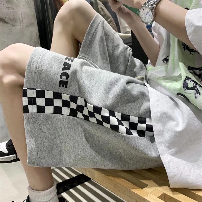 Quần ngắn ống rộng Thoải Mái Họa Tiết Kẻ Sọc Phong Cách Hip Hop Đường Phố Hàn Quốc Cỡ M-3XL Cho Nam