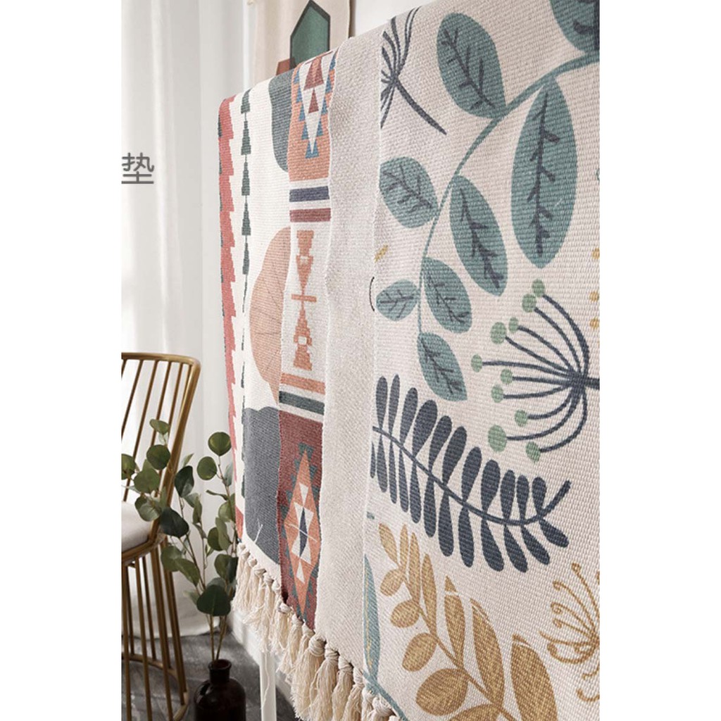 Thảm lót trải sàn, vải  lanh  thảm sofa,phòng khách, hoạ tiết thổ cẩm, thảm đầu giường