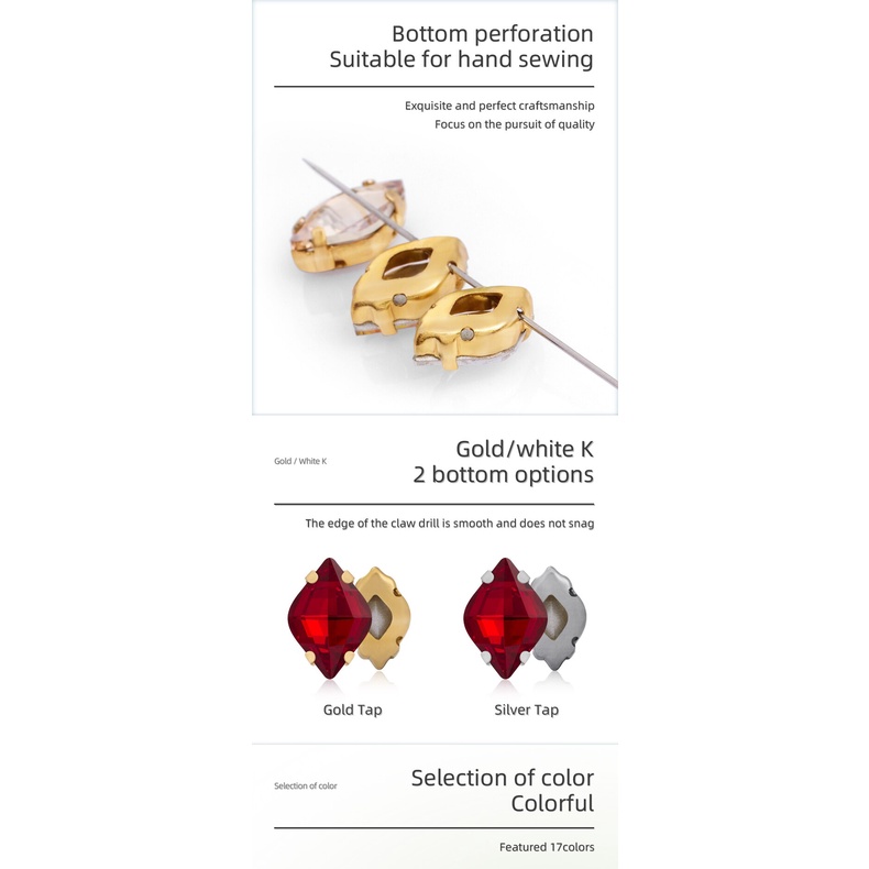 Hạt Cườm Hình Quả Chanh 9x14MM K9 Dùng Trang Trí Quần Áo