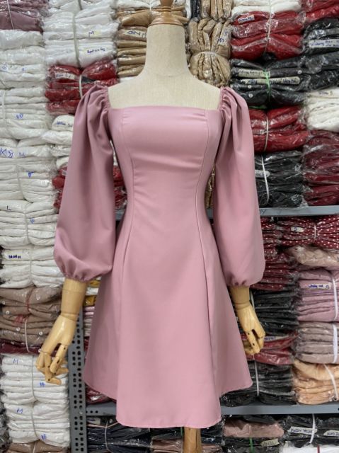 Đầm xòe tay phồng nhiều màu