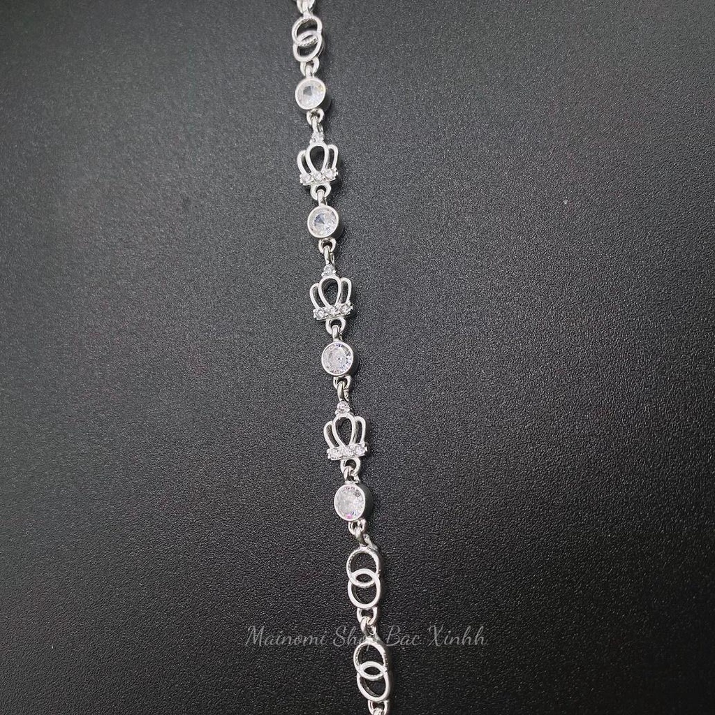 Lắc tay vương miện nữ bạc ta cao cấp MAINOMI sang xịn đẹp mê ly