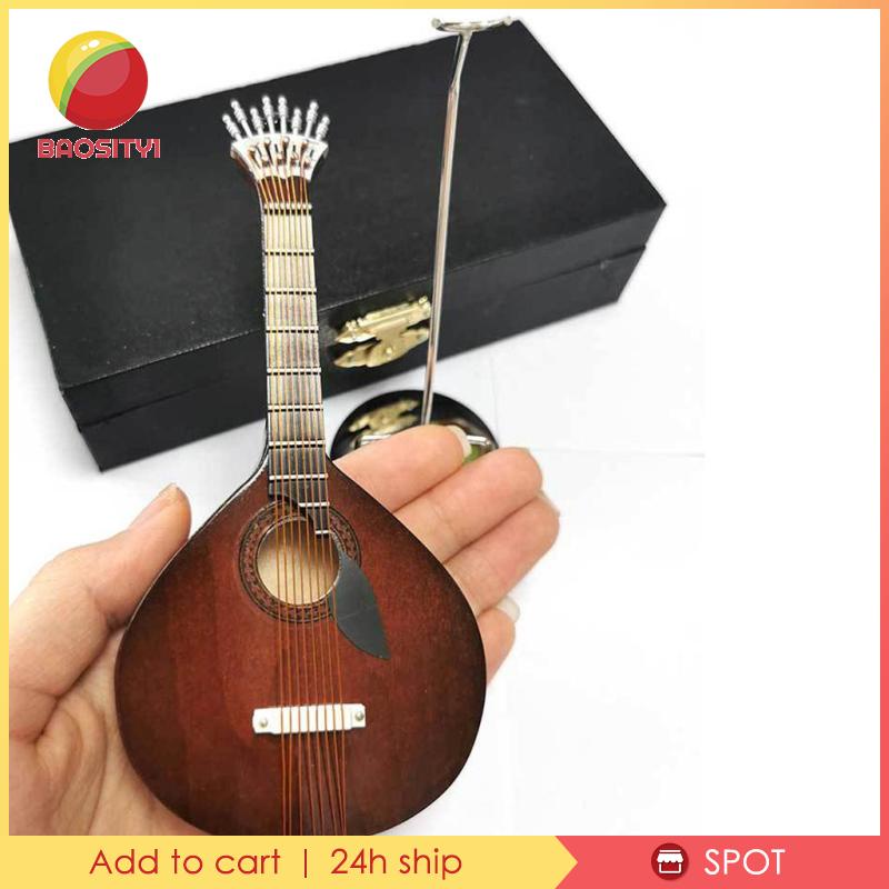 [Baosity1] Mô Hình Đàn Ghita Bằng Gỗ Có Giá Đỡ Trang Trí Sinh Nhật Màu Nâu