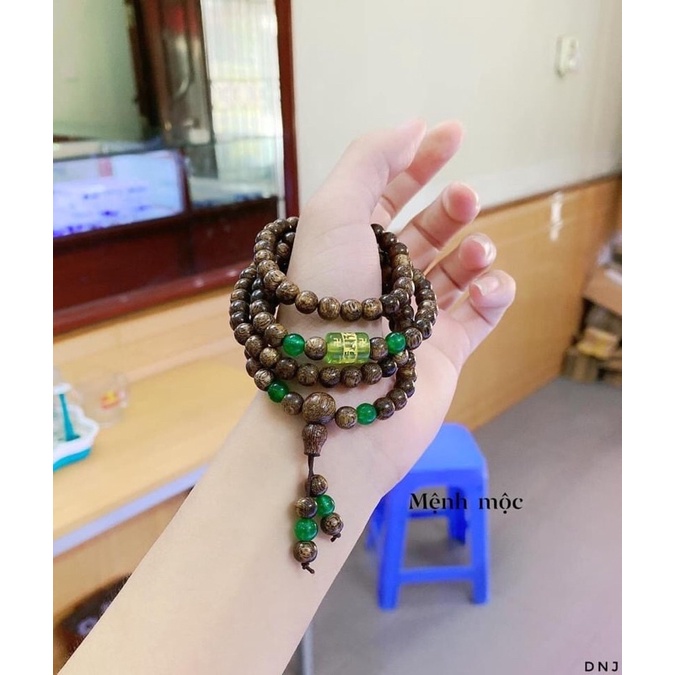 Vòng trầm tốc 108 hạt mix lu thống omani