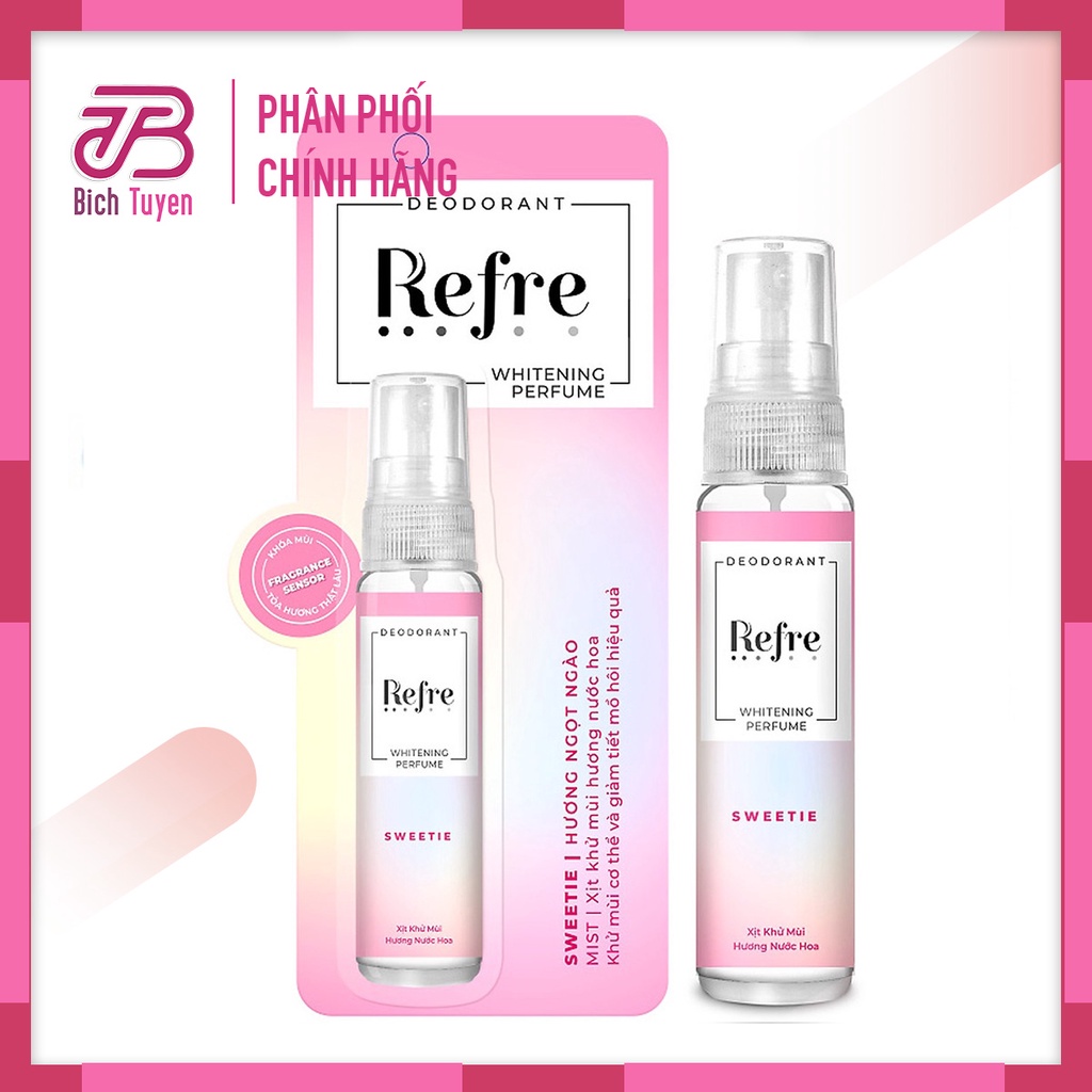 Xịt khử mùi hương nước hoa - Refre Whitening Perfume Xịt khử mùi dưỡng trắng hương nước hoa Refre 30ml/chai-toàn thân