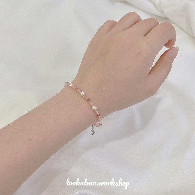 Vòng tay đá và pha lê lookatme Kari pink