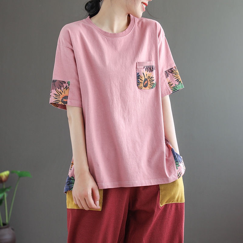 Áo Thun 100% Cotton Tay Ngắn Cổ Tròn Dáng Rộng Thiết Kế Mới Thời Trang Mùa Xuân Dành Cho Nữ
