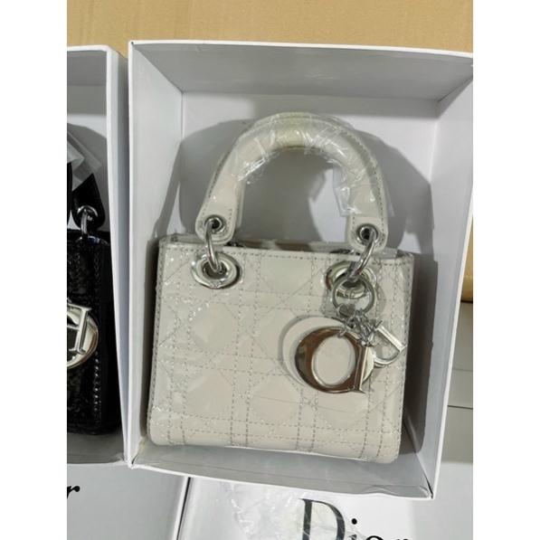 Túi chữ Đ vân 3 ô da bóng size 17 kèm hộp siêu sang hàng QC cao cấp