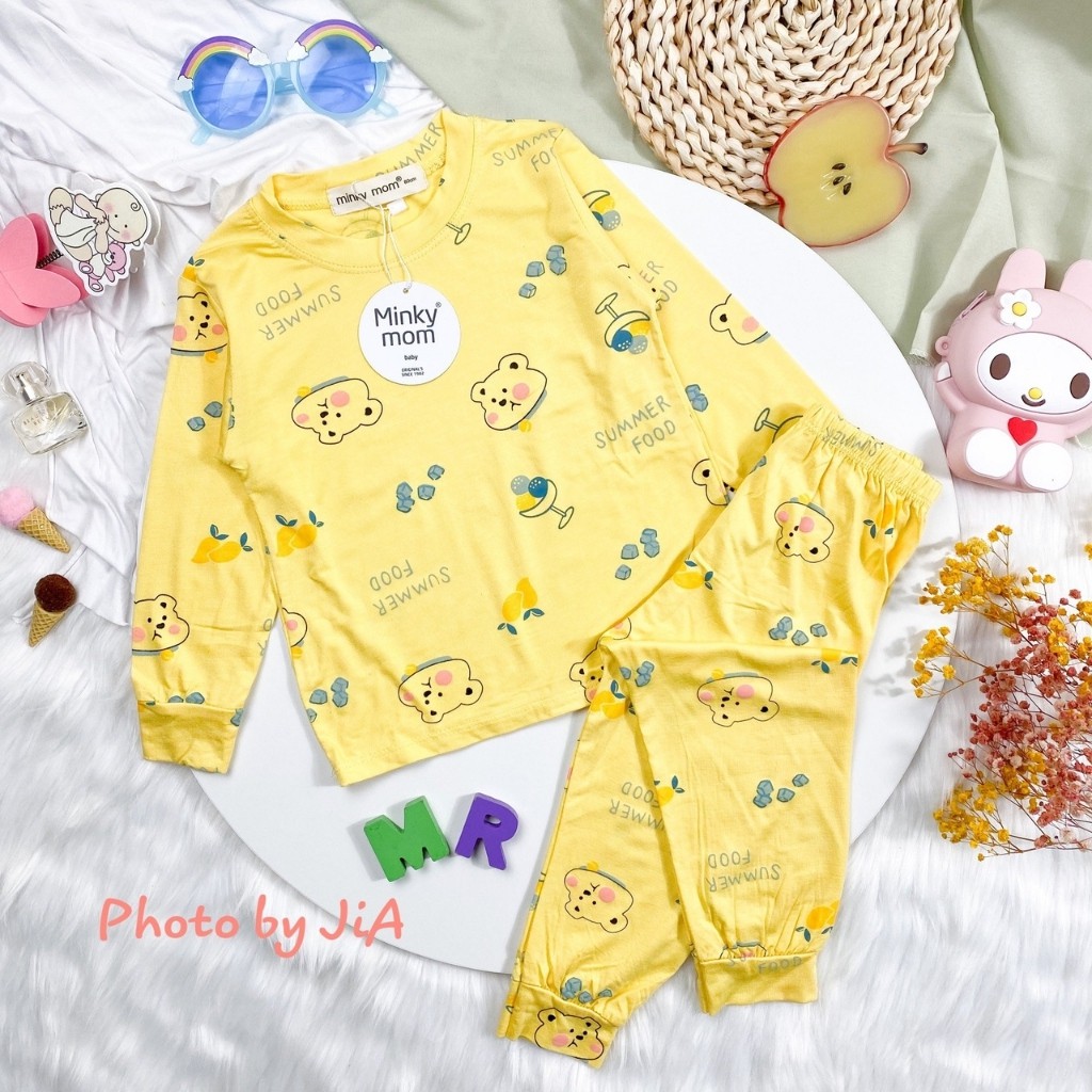 Bộ Thu Đông Cho Bé  Bộ Minky Mom Dài Tay Cho Bé Trai bé Gái 6-28kg  Chất Cotton Cao Cấp Co Giãn Thấm Hút Mồ Hôi Tốt