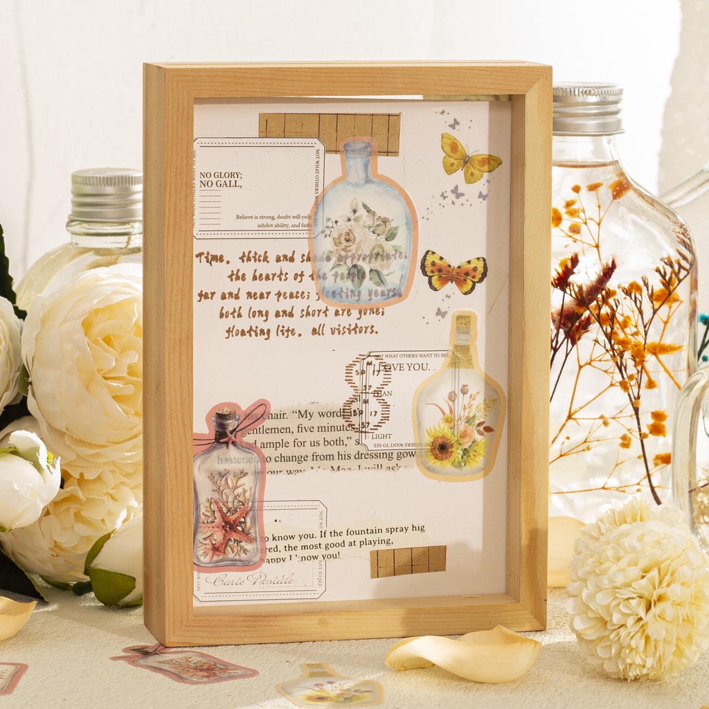 Bộ 20 Miếng Dán PET Họa Tiết Hoa Dễ Thương Dùng Trang Trí Sổ Tay DIY