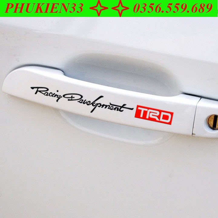 Bộ 4 Chữ Decal Dán Tay Nắm Cửa Xe Ô Tô Logo TRD