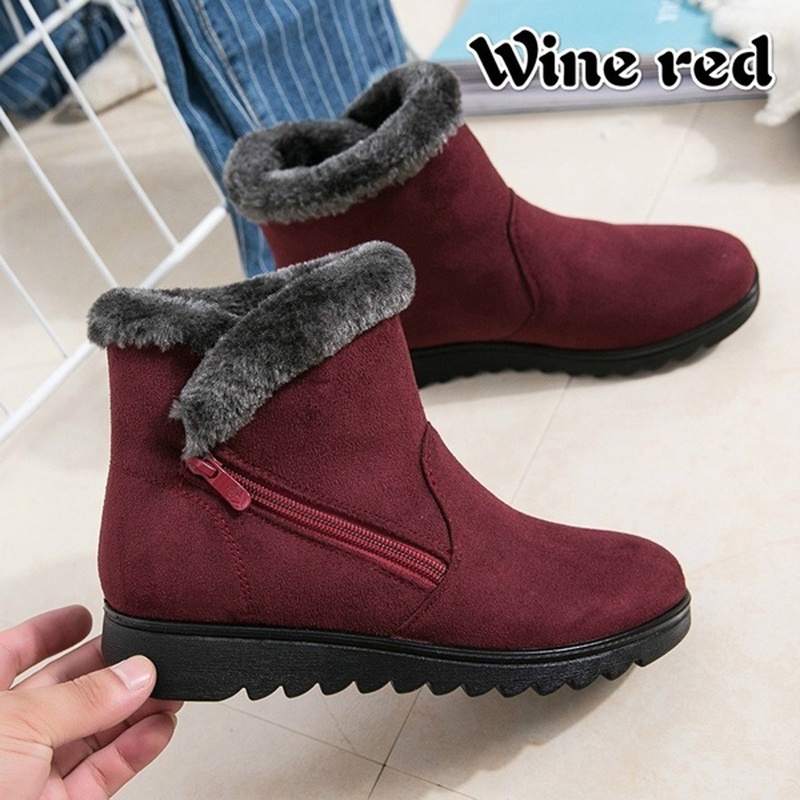 Casual Winter Mother Shoes Women'S Ankle Boots Fashion Flat Warm Boots