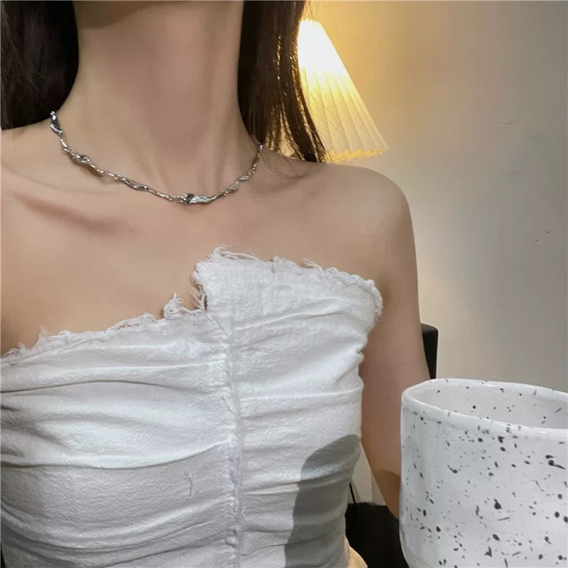 Vòng cổ Thép Titan Thiết Kế Đơn Giản Thời Trang Hàn Quốc Cho Nữ