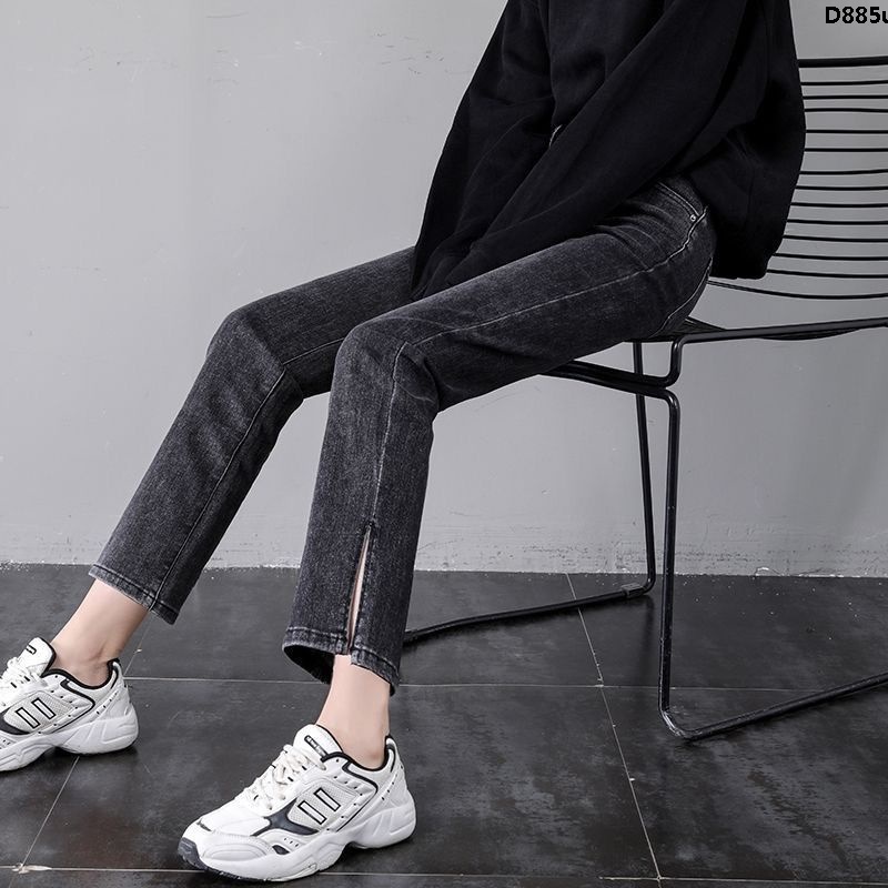 Quần Jeans Dài Ống Rộng Lưng Cao Thời Trang Cho Nữ